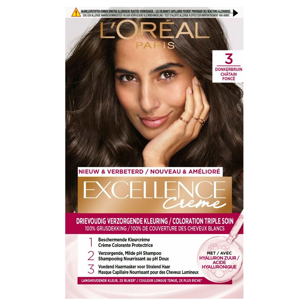 L'Oréal Paris Coloration Triple Soin Excellence Creme 3 Châtain Foncé