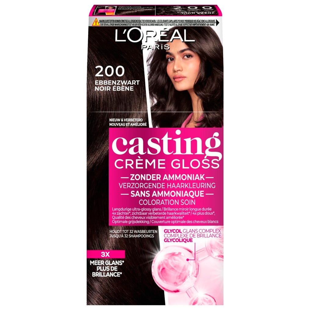 L'Oréal Paris Casting Créme Gloss 200 Intens Zwart Semi-Permanente Haarkleuring