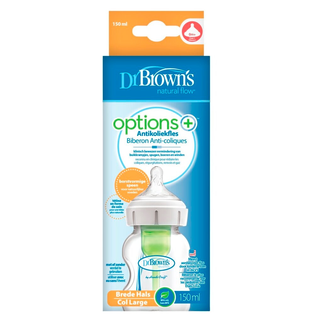 Dr. Brown's Options+ 1+M Antikoliekfles met Brede Hals