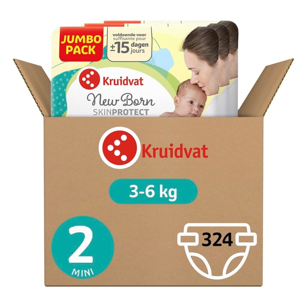 Kruidvat 2 NewBorn Mini Luiers Volumedoos