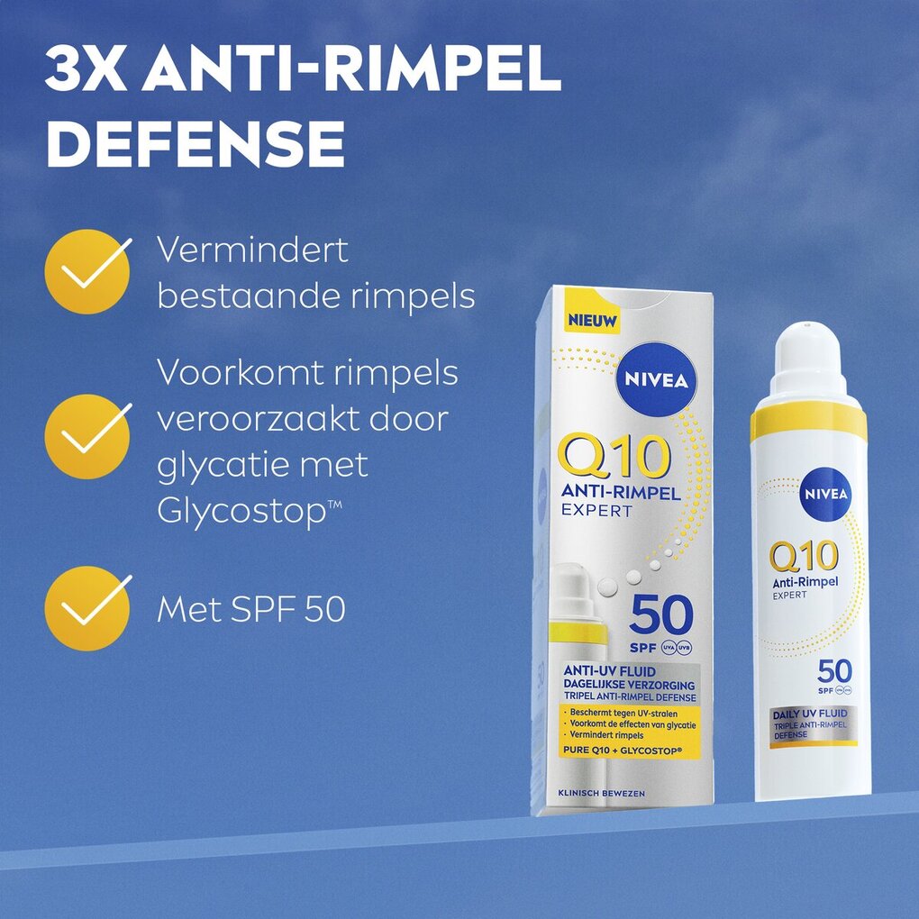 NIVEA Q10 Anti-Rimpel Expert SPF50 Anti-Uv Fluïde