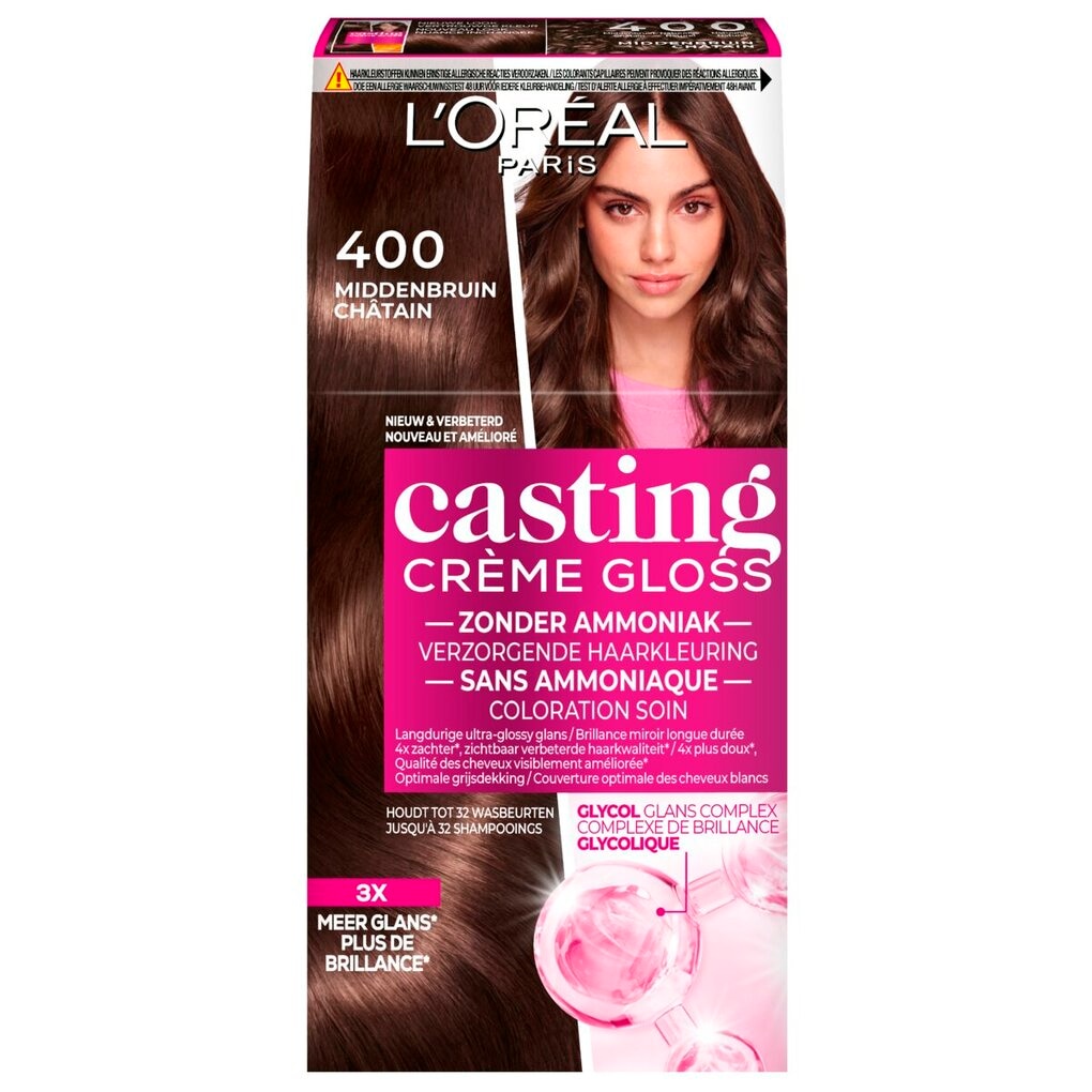 L'Oréal Paris Casting Crème Gloss 400 Middenbruin Semi-Permanente Haarkleuring