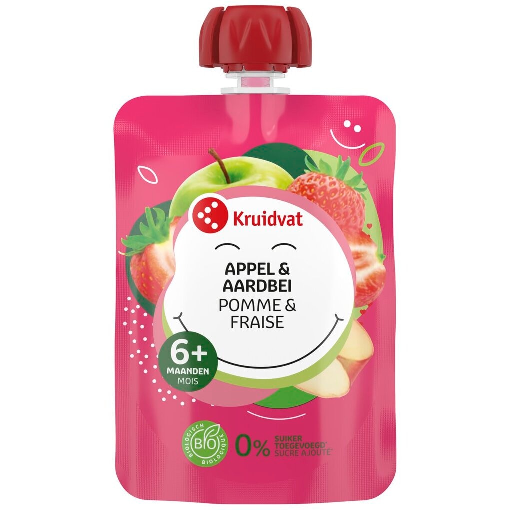 Kruidvat Gourde Fraise Bio avec Pomme 6+M