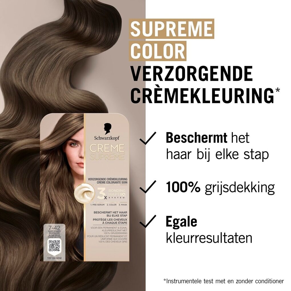 Schwarzkopf Creme Supreme 7-42 Nude Donker Beigeblond Verzorgende Crèmekleuring