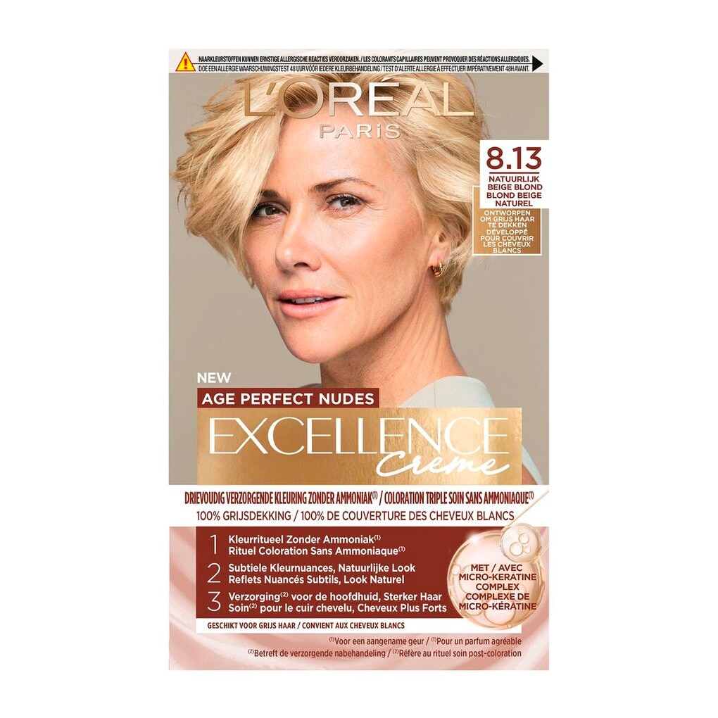 L'Oréal Paris Coloration Cheveux Age Perfect Nudes Excellence Crème 8.13 Blond Beige Naturel