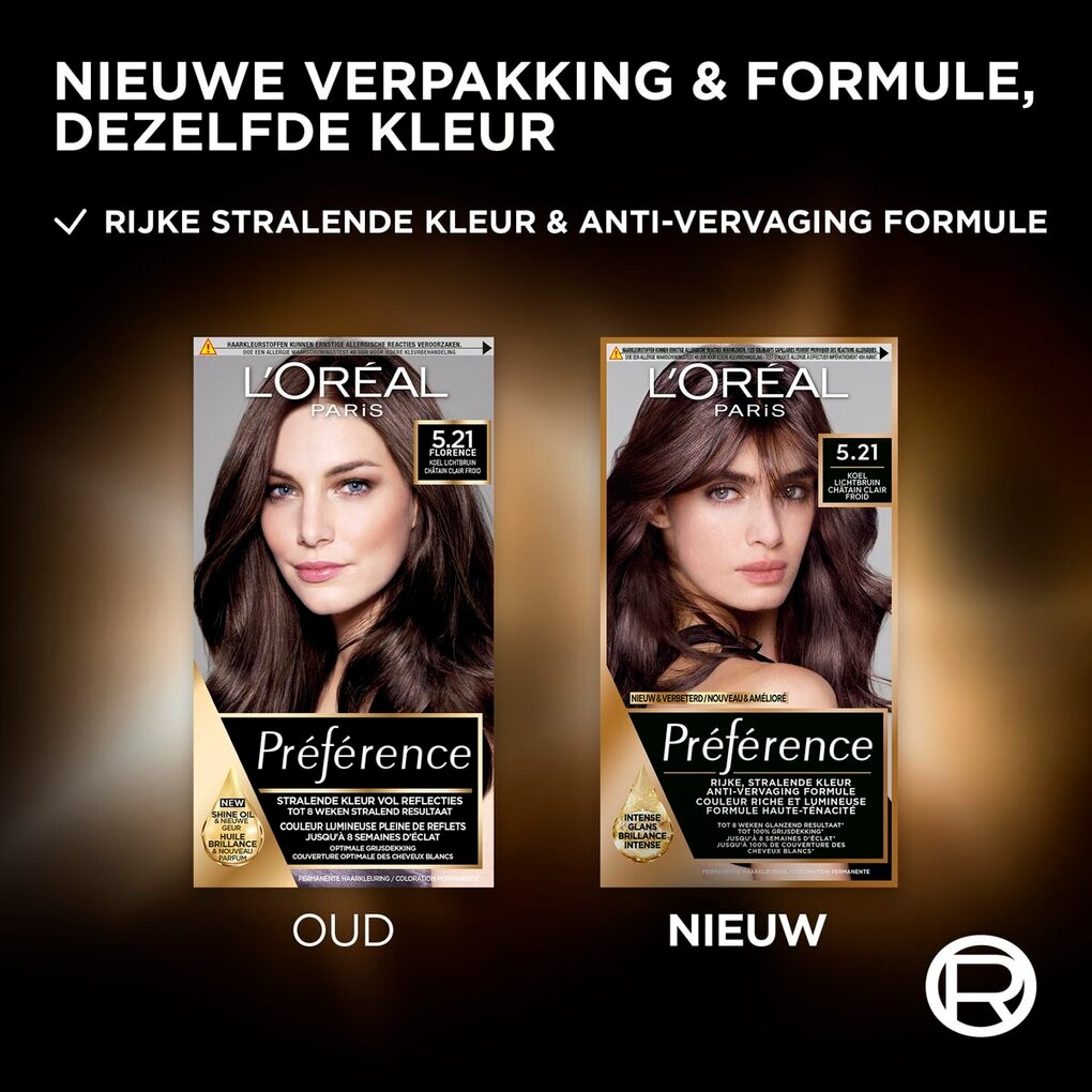 L'Oréal Paris Préférence Coloration Permanente 5.21 Châtain Clair Froid