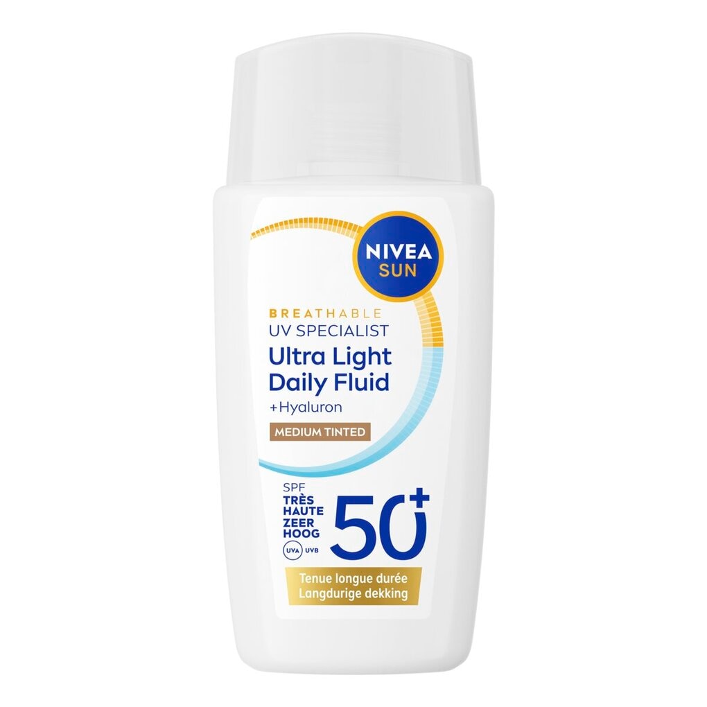 NIVEA Sun Breathable Uv Specialist SPF50+ Medium Tinted Ultra Light Daily Fluid